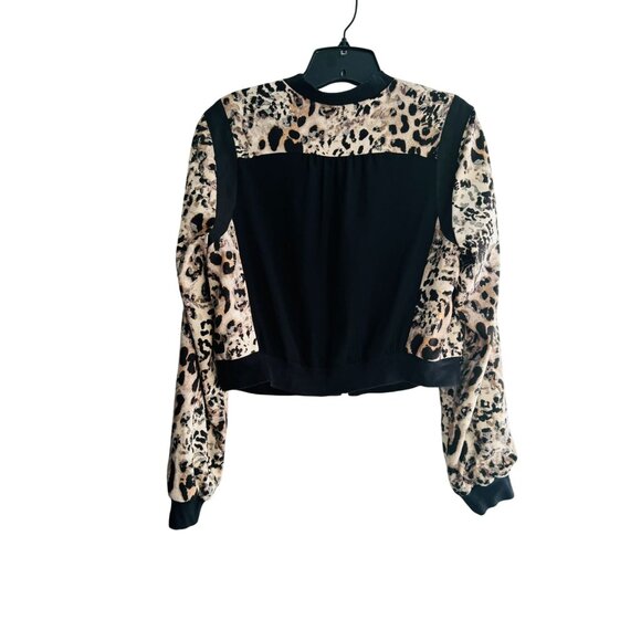 INC Size Medium Leopard Print Bomber Jacket Medium - Picture 6 of 8